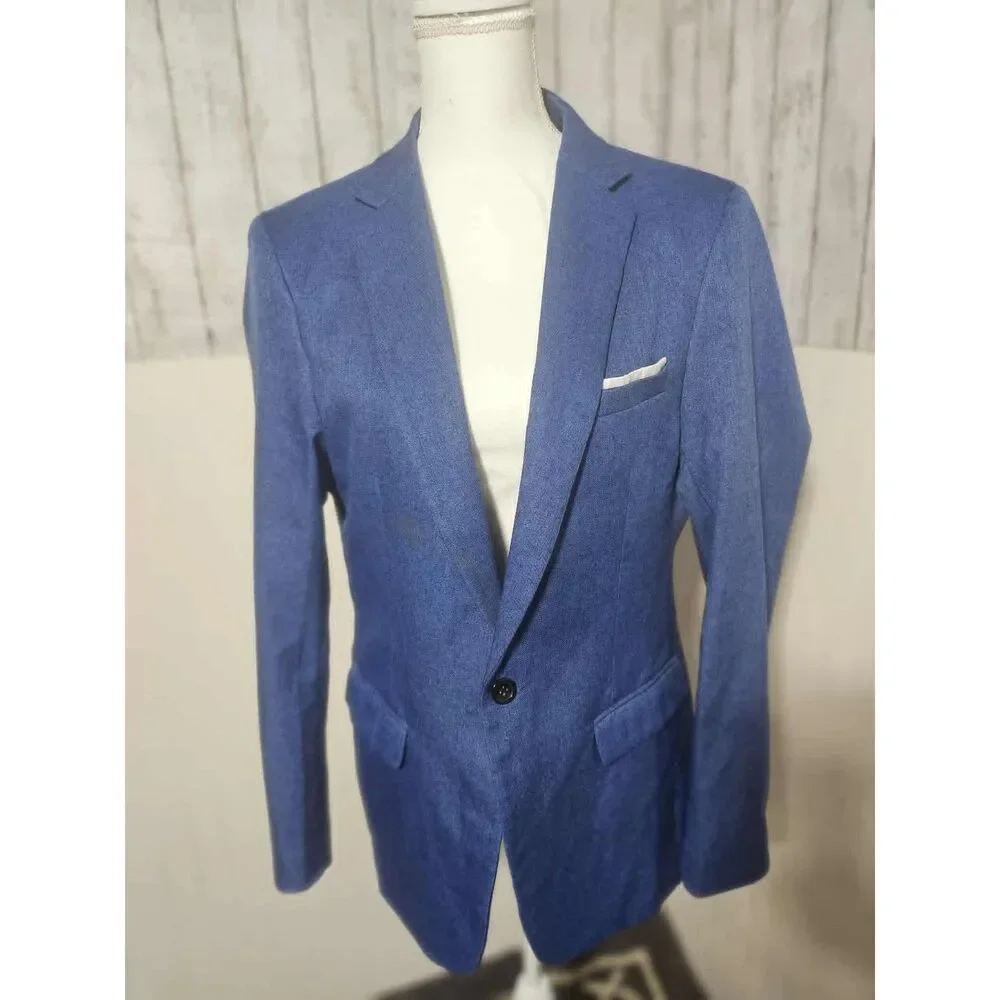 COOFANDY Men’s Blue Slim Fit Blazer Size M One Button Textured Sport Coat